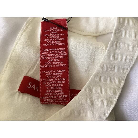 Saks Fifth Avenue white cold-shoulder cream blouse women’s L - Picture 8 of 8